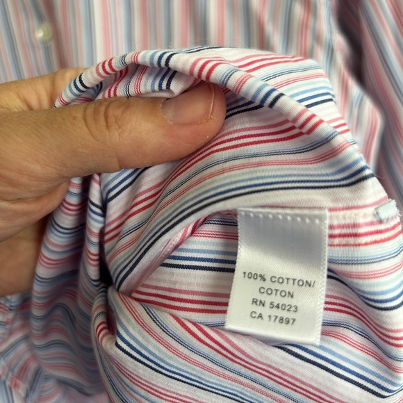 Banana Republic Blue and Pink Dress Shirt Vertical Stripes size L 16-16.5 neck. - Picture 5 of 6